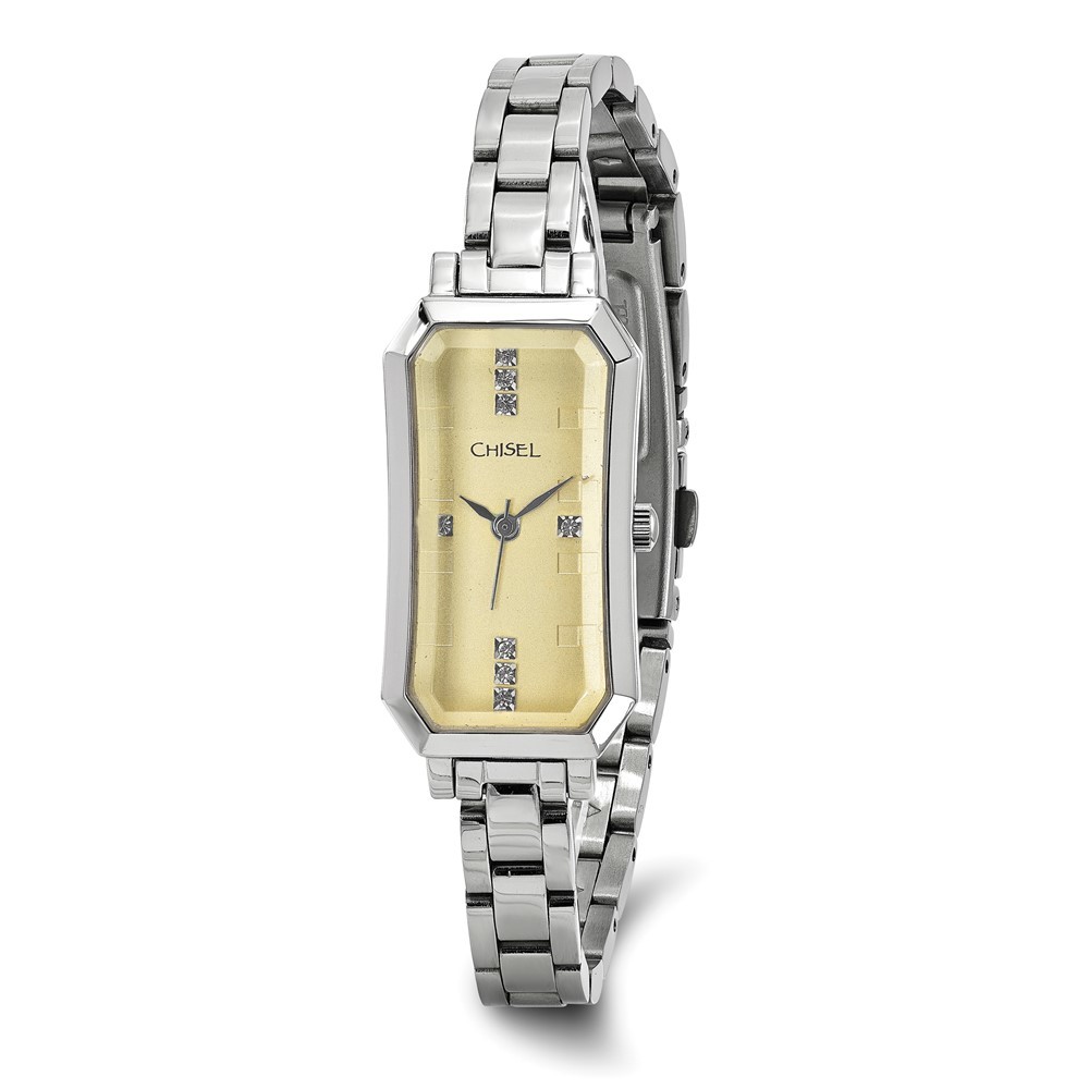 Ladies Chisel Stainless Steel Champagne Dial Wrist Watch, 7.5 inch Length